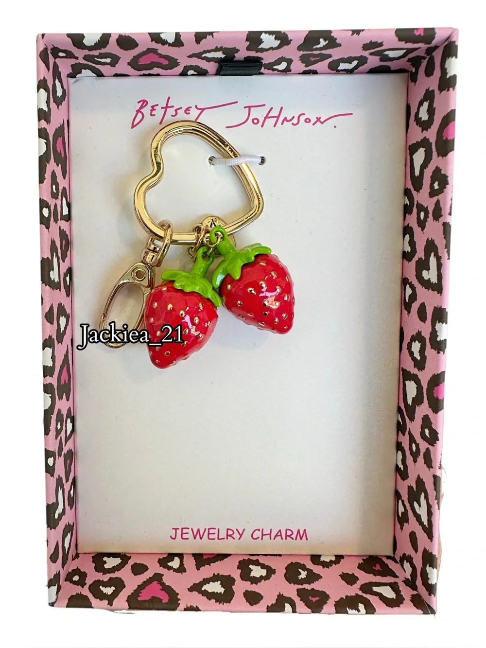 Betsey Johnson Red Strawberry Heart Keychain Charm